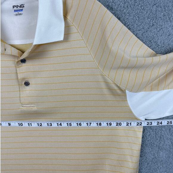 Ping Men’s Golf Polo Shirt Yellow White Stripes Size L Athleisure Golf Shirts - Picture 3 of 8